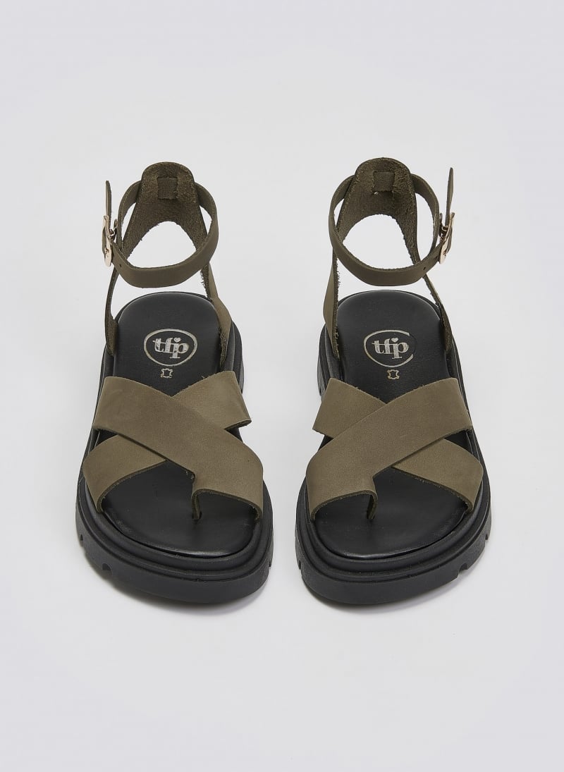 Σανδάλια nubuck δερμάτινα με μπαρέτα