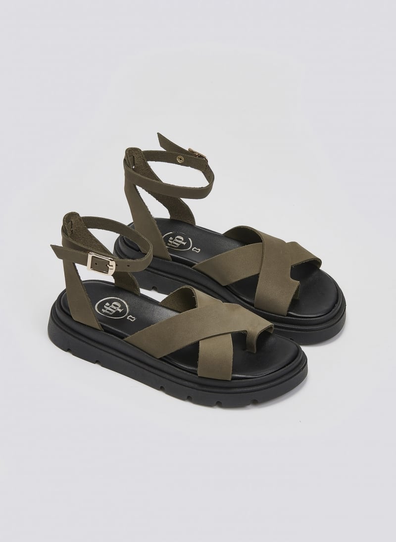 Σανδάλια nubuck δερμάτινα με μπαρέτα