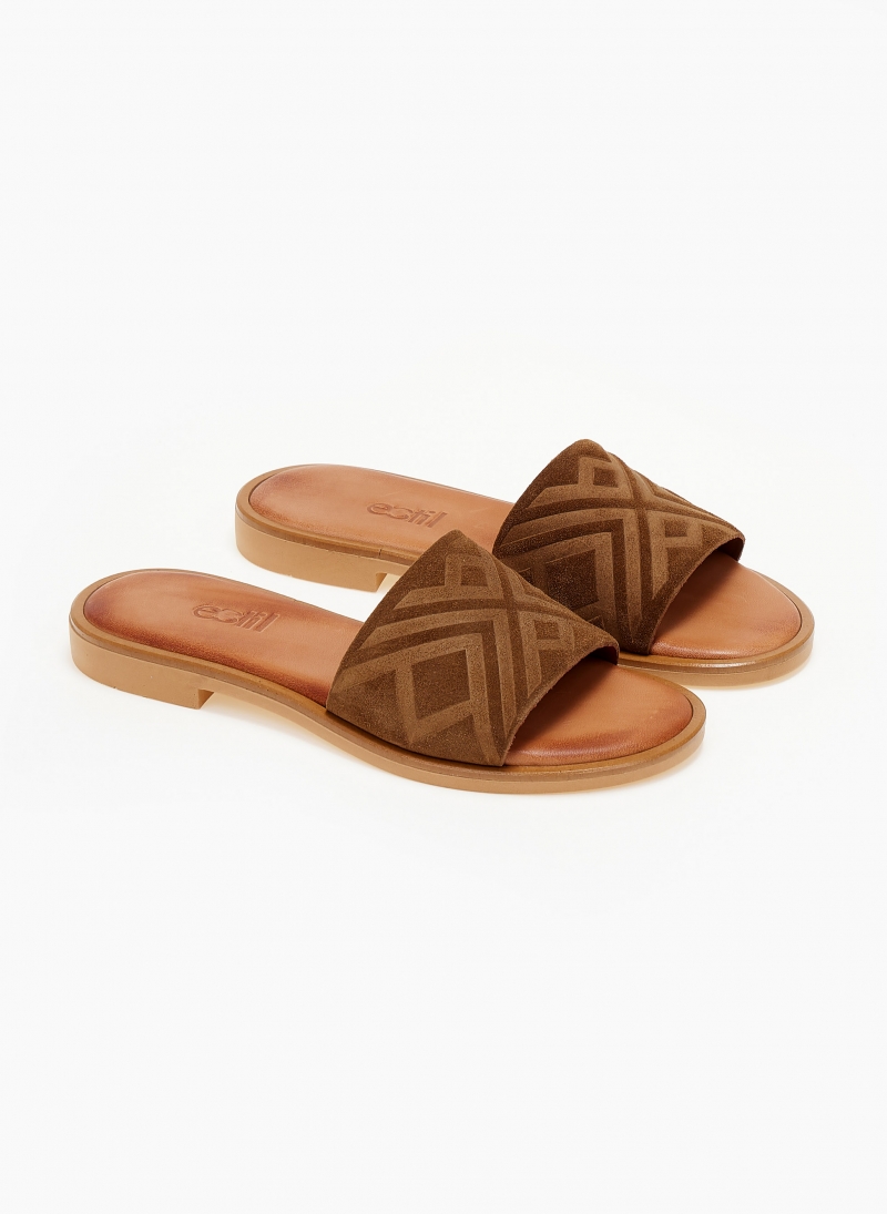 Σανδάλια suede με ανάγλυφη φάσα estil