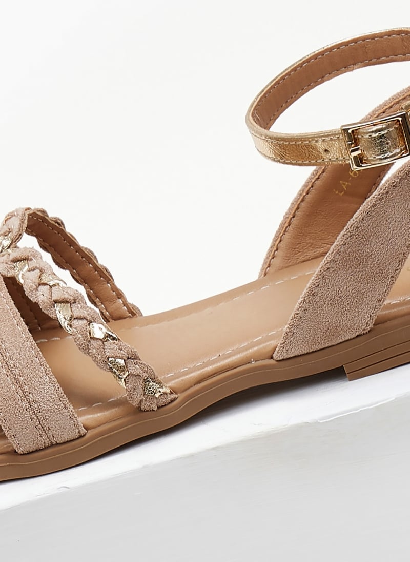 Σανδάλια suede με κοτσιδάκια ERYNN