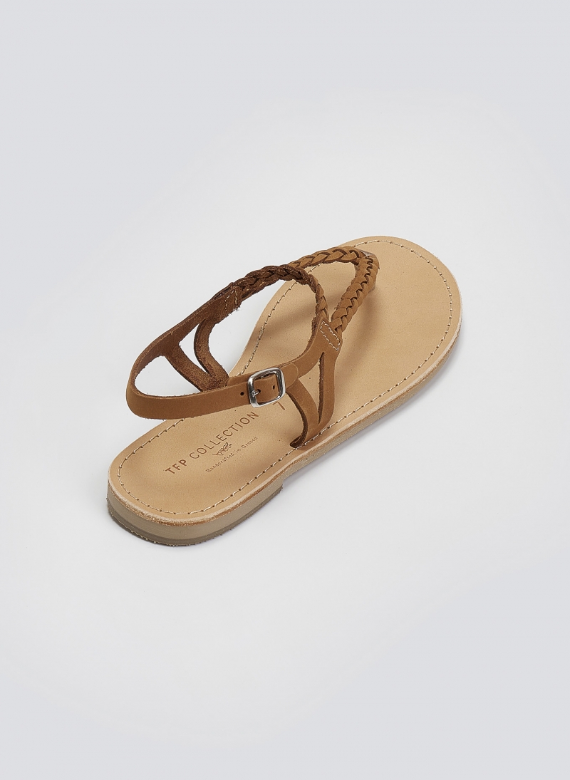 Σανδάλια suede με κοτσιδάκια Tfp