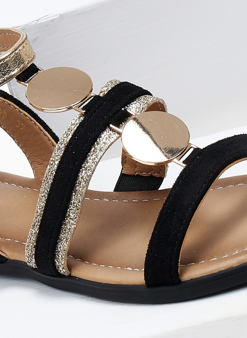 Σανδάλια suede με μεταλλικά στοιχεία και glitter ERYNN