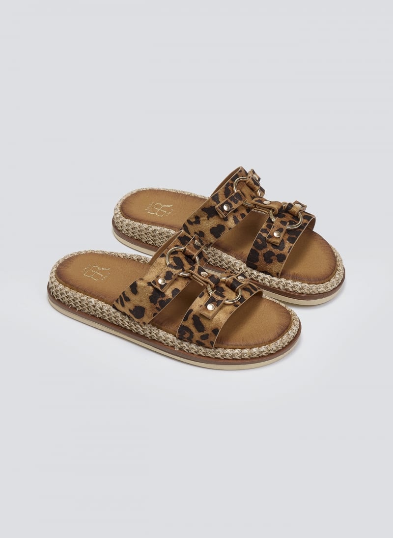 Σανδάλια suede με print και κρίκους ERYNN