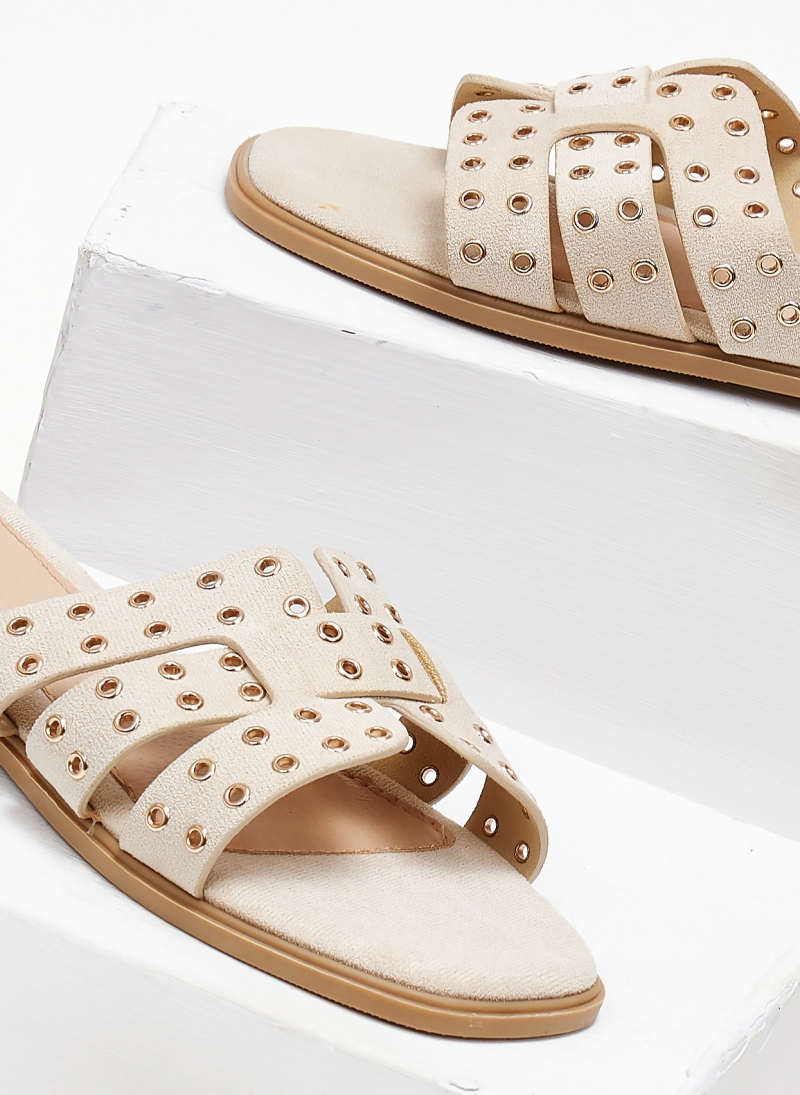 Σανδάλια suede με στρογγυλά τρουκς ERYNN