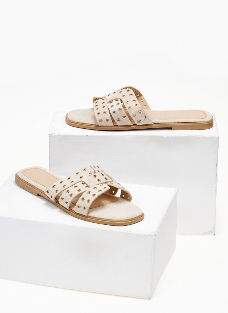 Σανδάλια suede με στρογγυλά τρουκς ERYNN