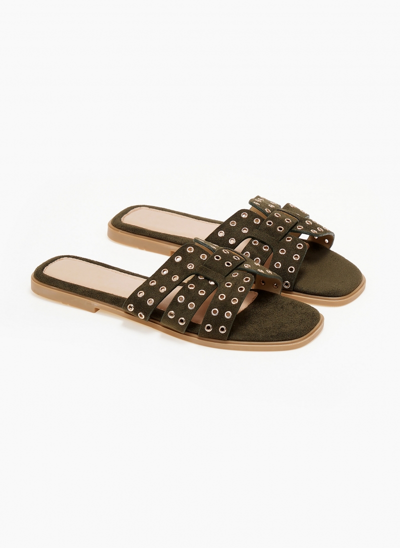 Σανδάλια suede με στρογγυλά τρουκς ERYNN