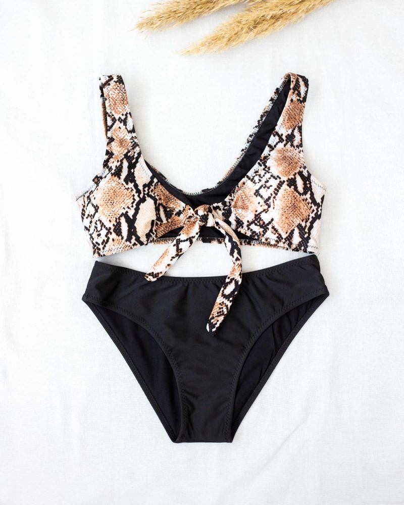 Σετ animal print bikini με δέσιμο