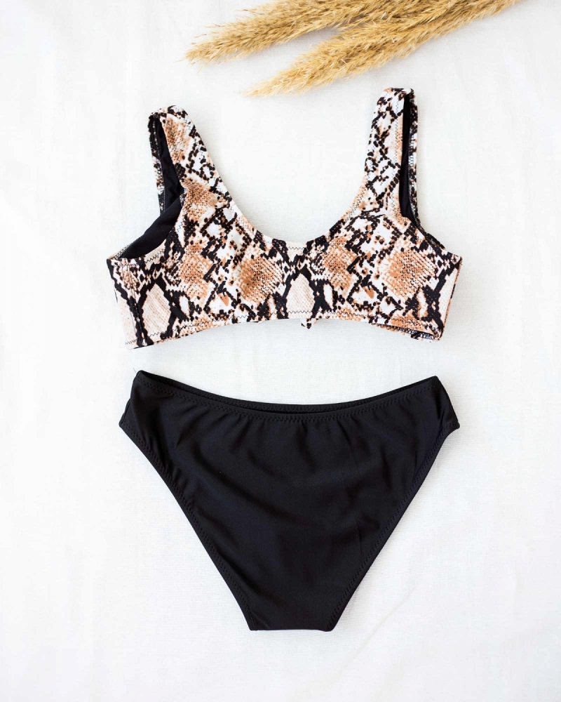 Σετ animal print bikini με δέσιμο