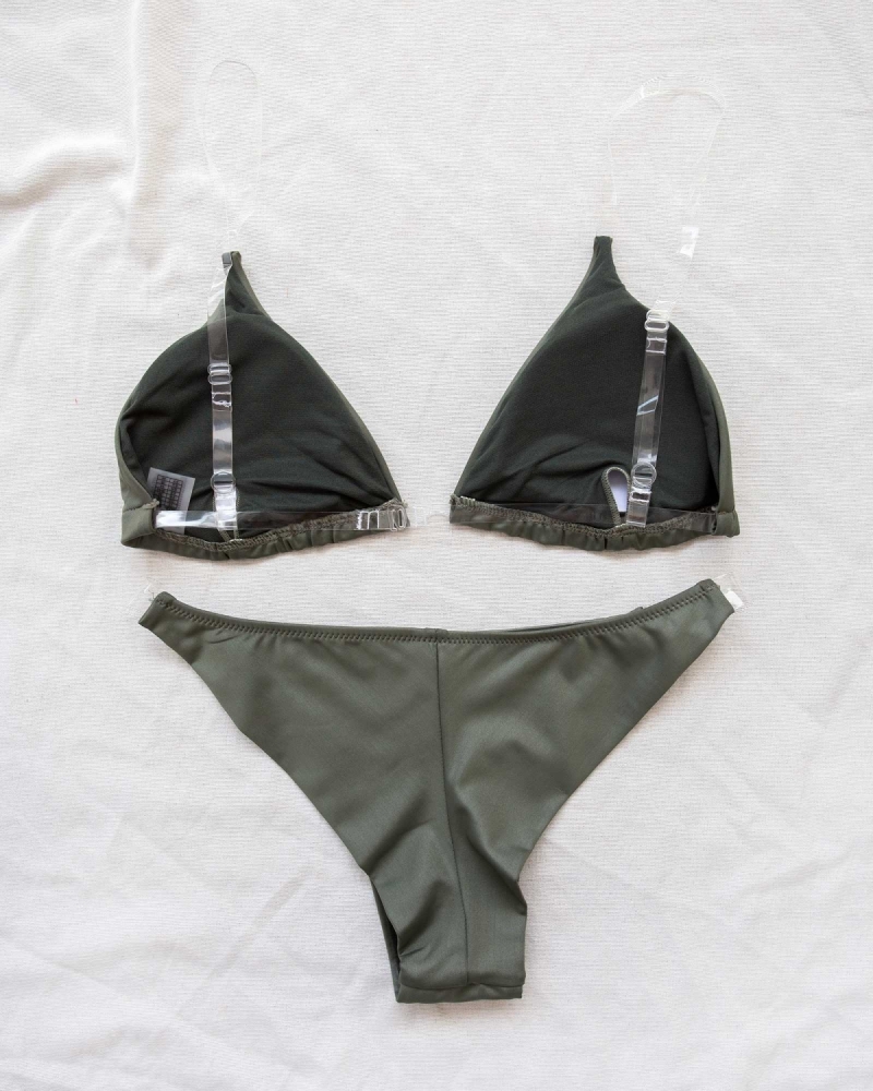 Σετ γυαλιστερό bikini με διάφανα λουράκια