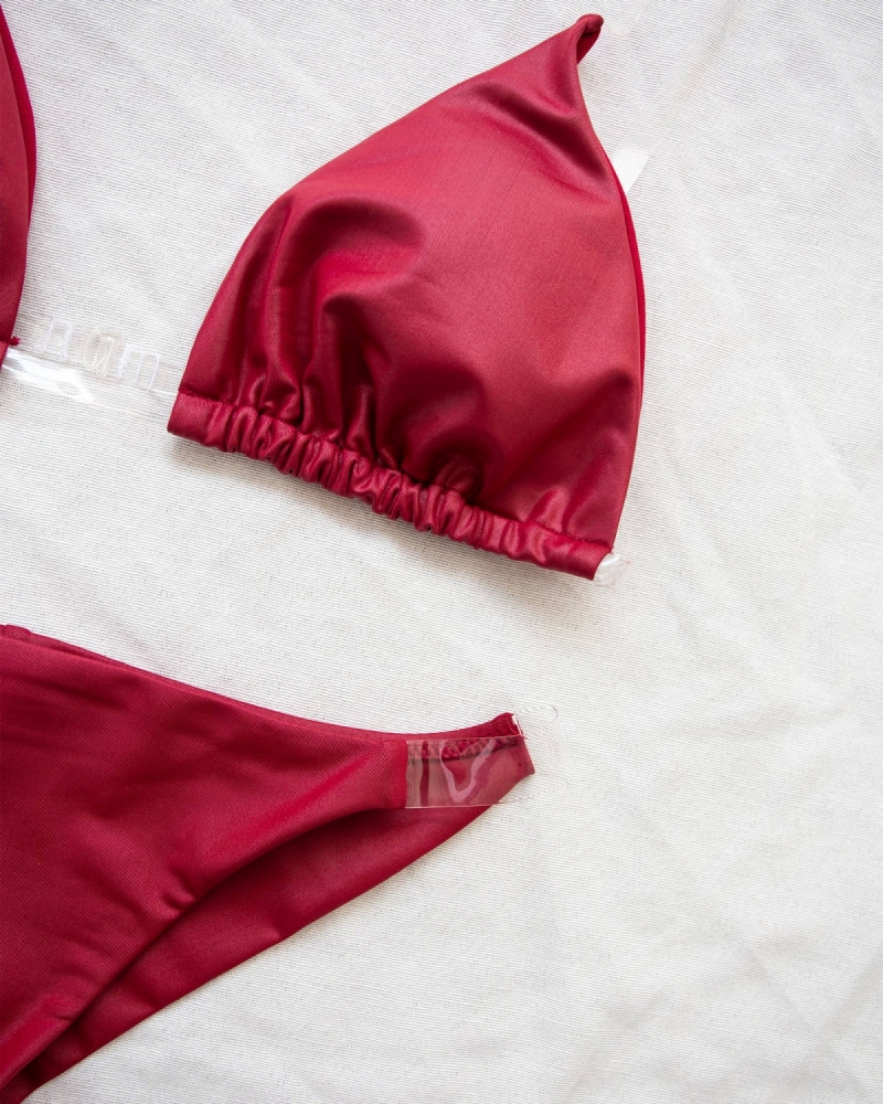 Σετ γυαλιστερό bikini με διάφανα λουράκια