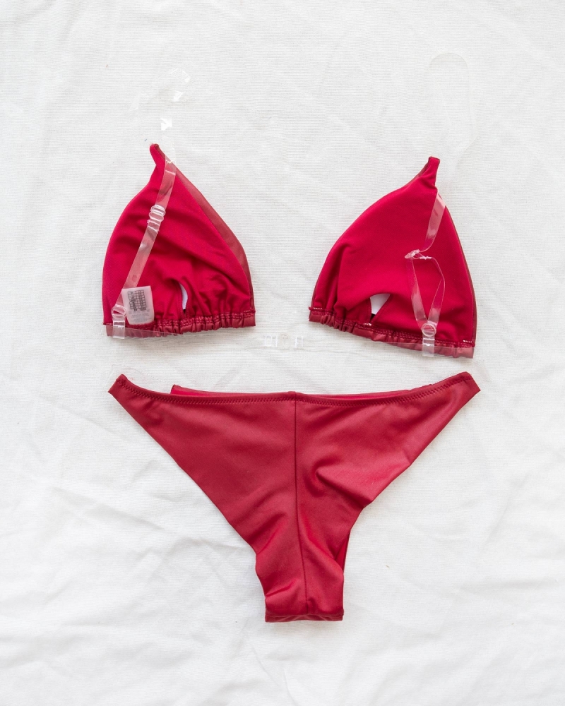 Σετ γυαλιστερό bikini με διάφανα λουράκια