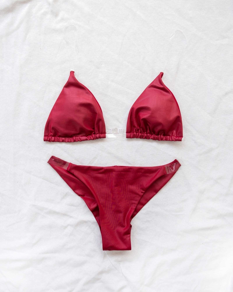 Σετ γυαλιστερό bikini με διάφανα λουράκια