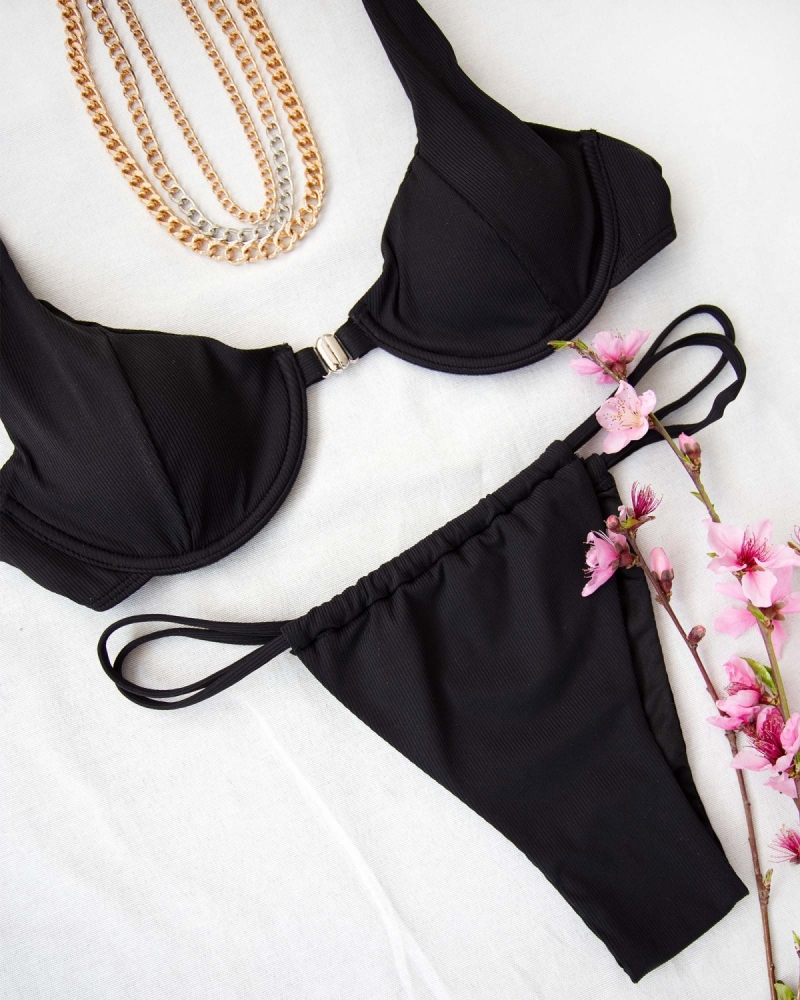 Σετ high leg bikini με κλιπ κούμπωμα