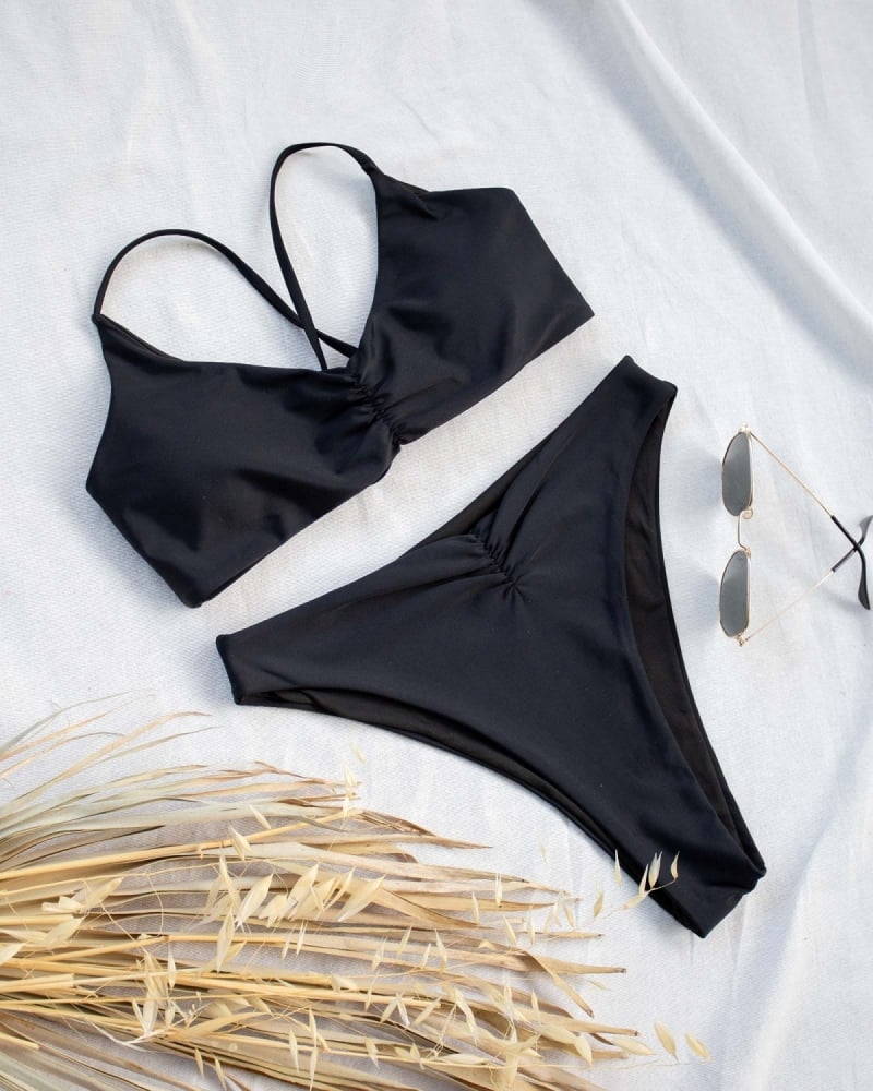 Σετ high leg bikini με σούρες