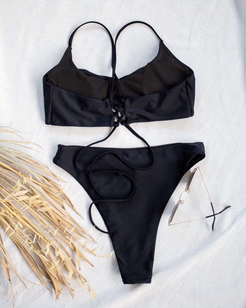 Σετ high leg bikini με σούρες