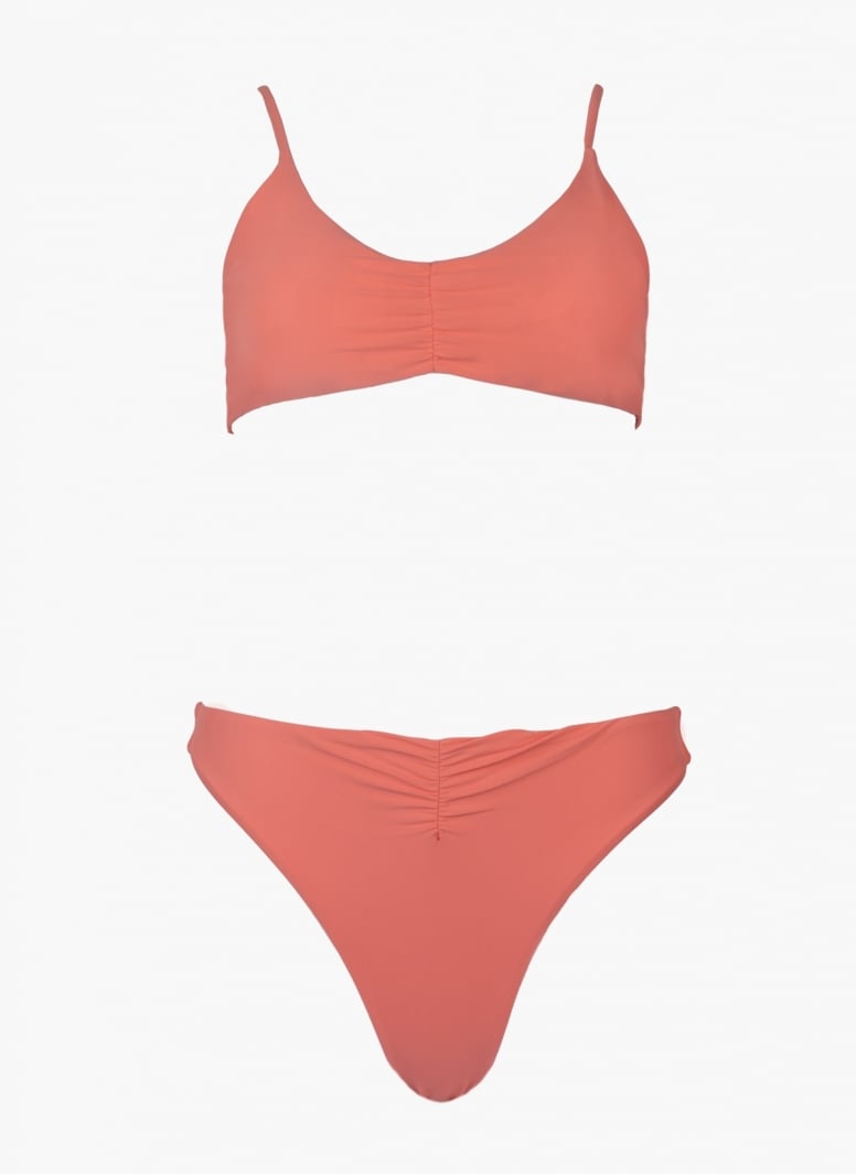 Σετ high leg bikini με σούρες