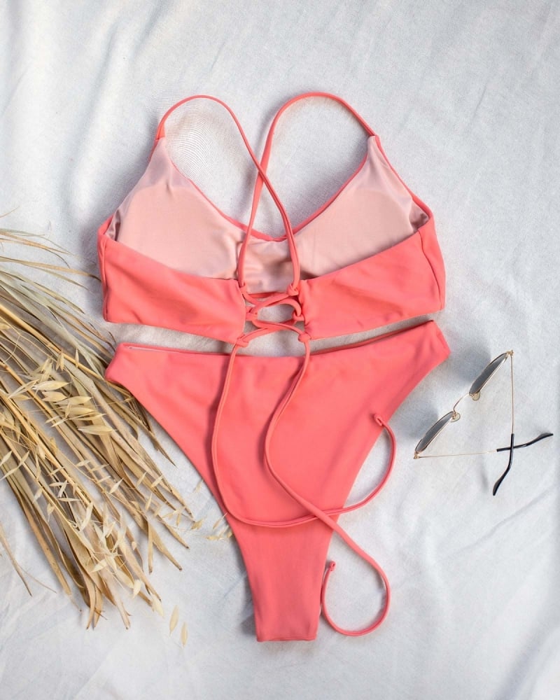 Σετ high leg bikini με σούρες