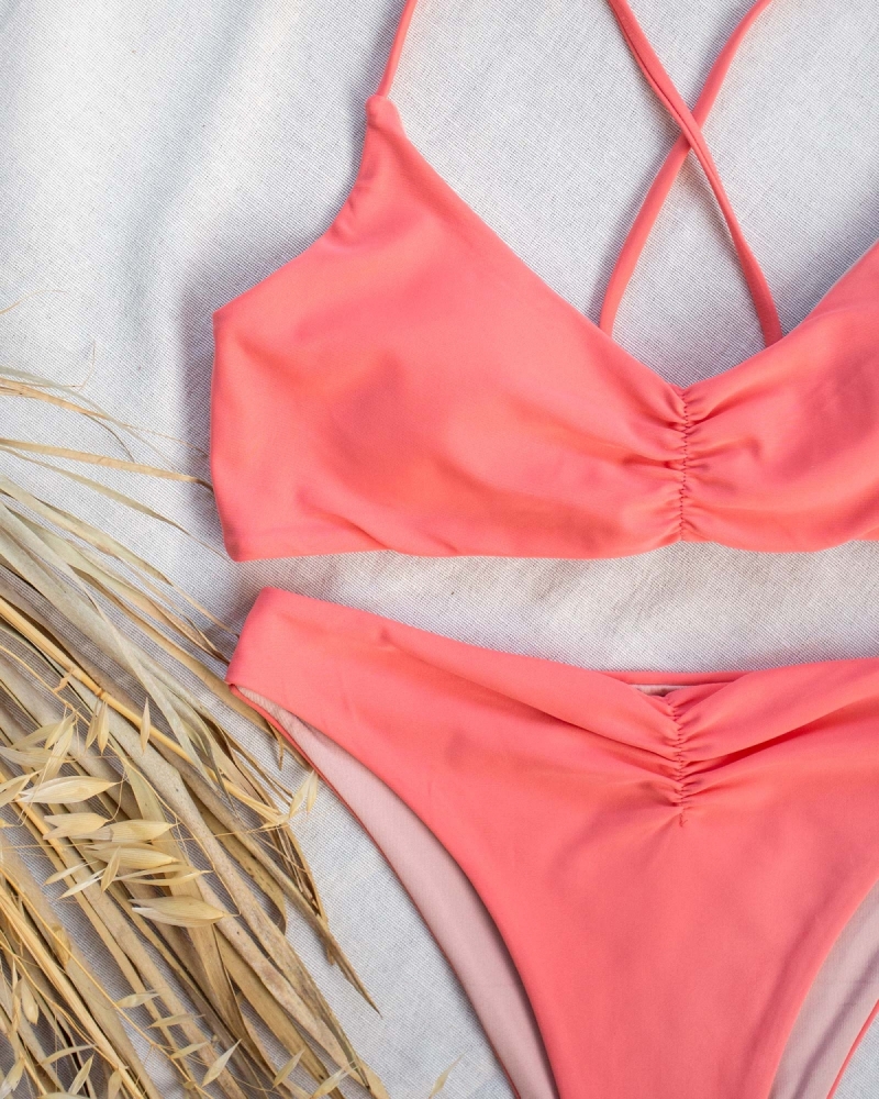 Σετ high leg bikini με σούρες