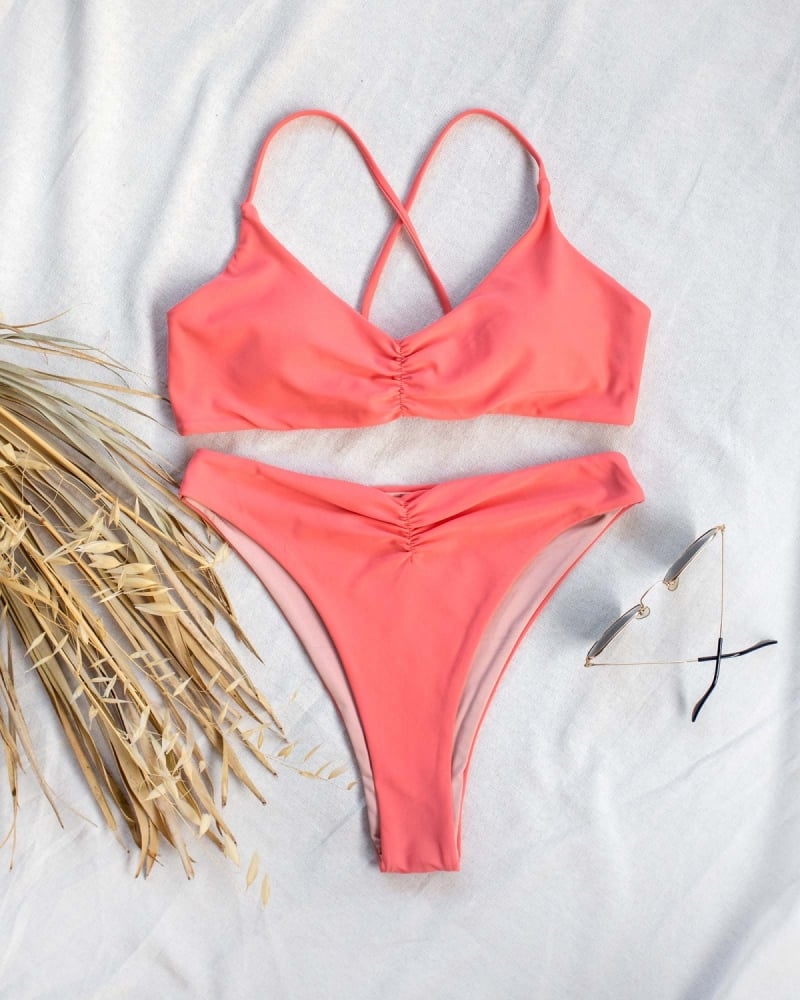 Σετ high leg bikini με σούρες