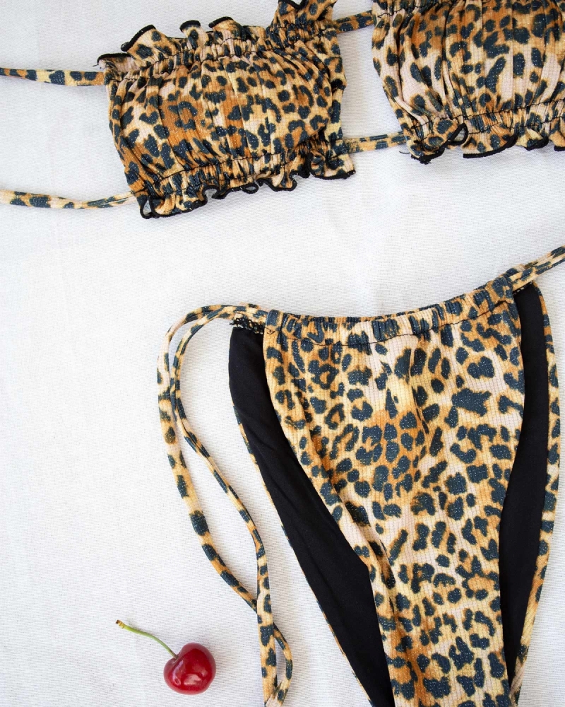 Σετ leopard bikini με μεταλλική κλωστή