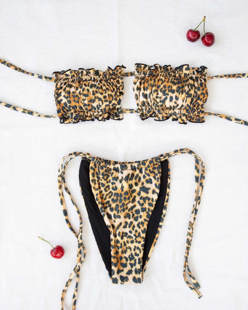 Σετ leopard bikini με μεταλλική κλωστή