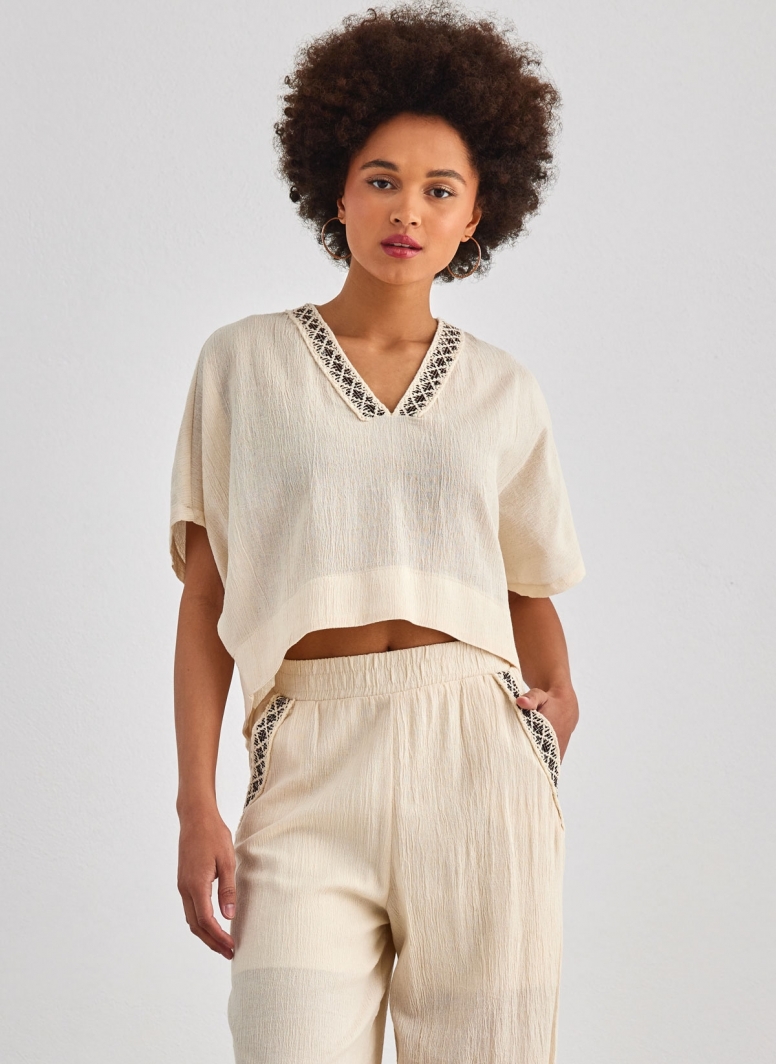 Σετ ρούχων λινό με boho σχέδιο