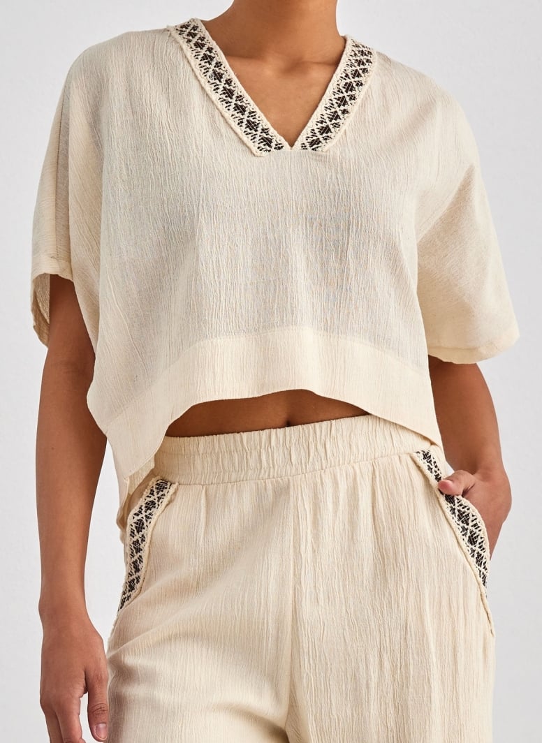 Σετ ρούχων λινό με boho σχέδιο