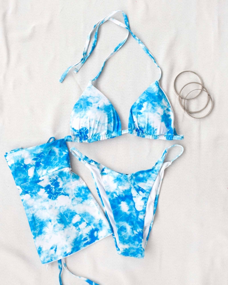 Σετ tie dye bikini με δετό παρεό