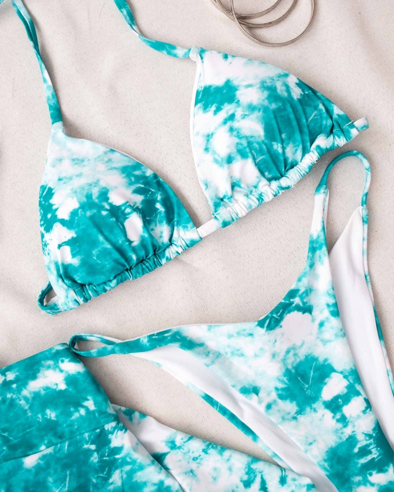 Σετ tie dye bikini με δετό παρεό