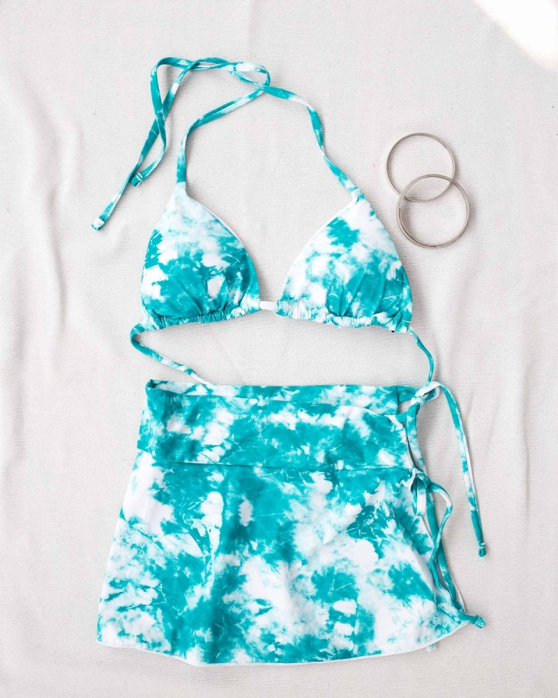 Σετ tie dye bikini με δετό παρεό