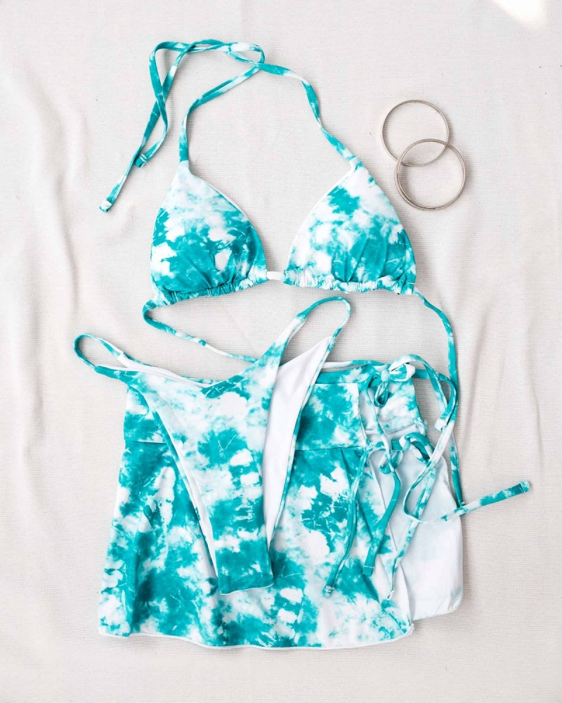 Σετ tie dye bikini με δετό παρεό