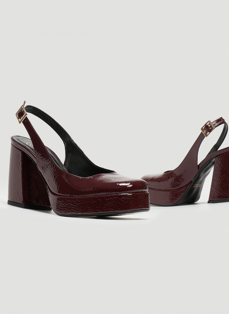 Γόβες Slingback λουστρίνι με ανοιχτή φτέρνα tfp