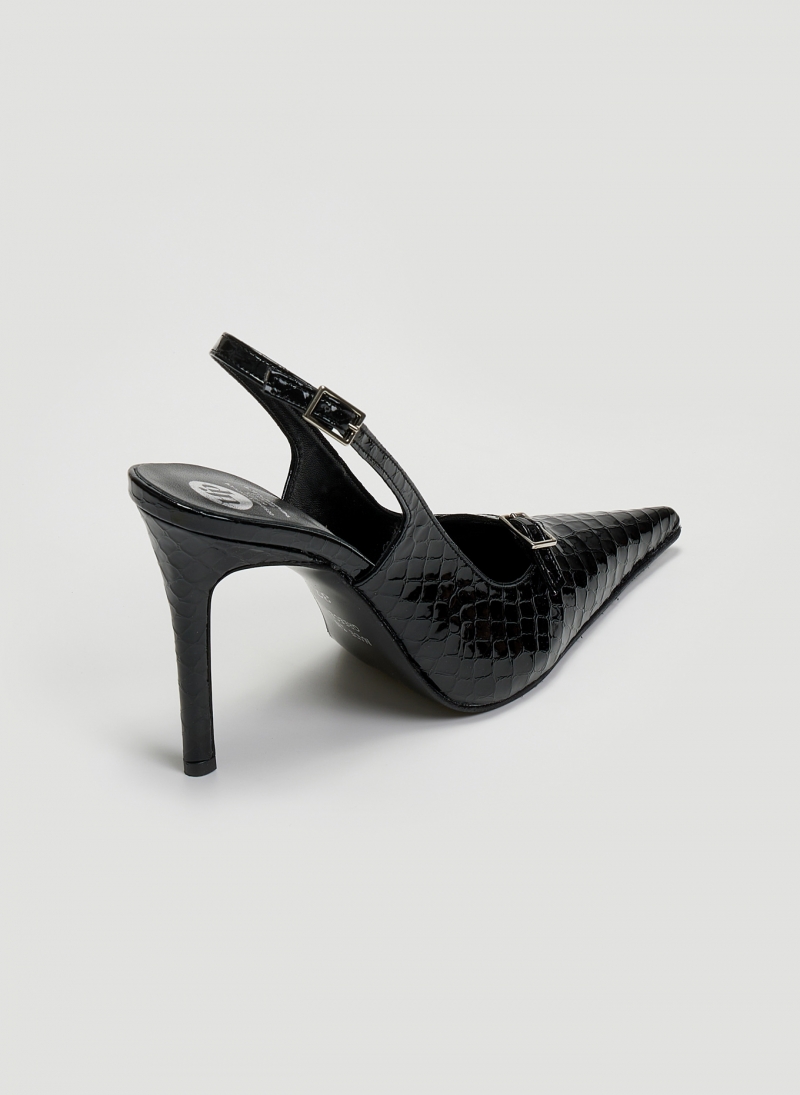 Γόβες slingback μυτερές λουστρίνι TFP