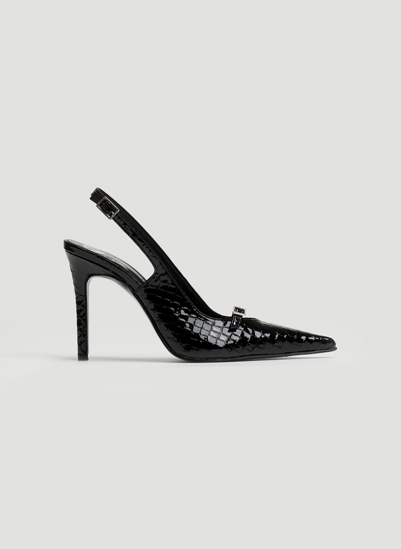 Γόβες slingback μυτερές λουστρίνι TFP