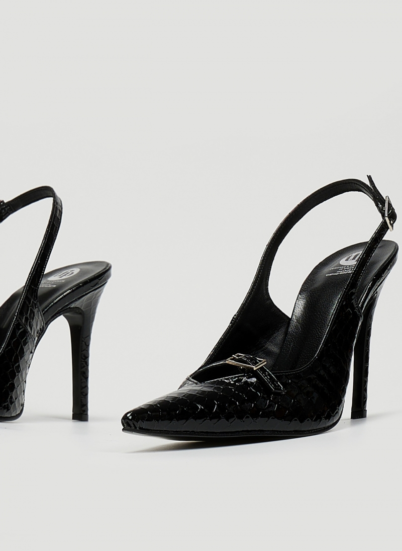Γόβες slingback μυτερές λουστρίνι TFP
