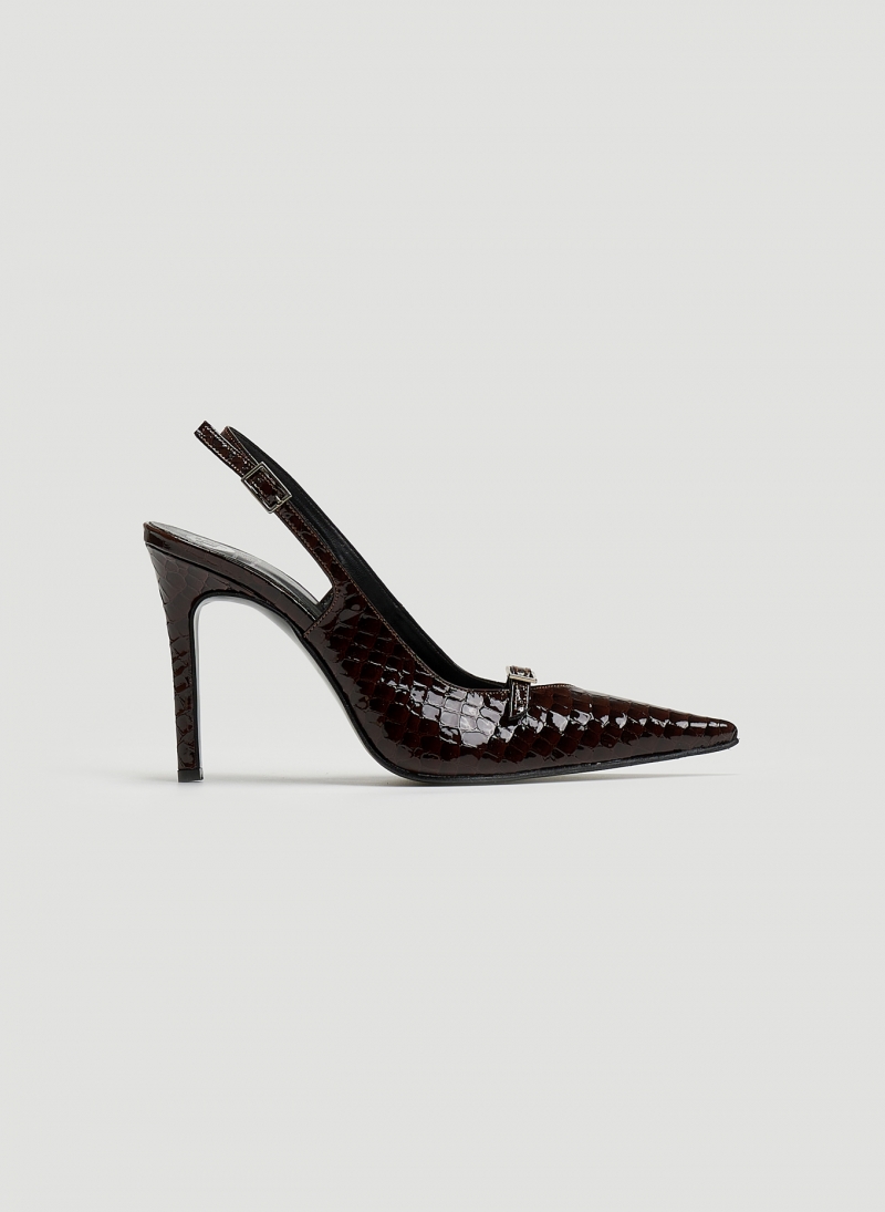 Γόβες slingback μυτερές  λουστρίνι TFP