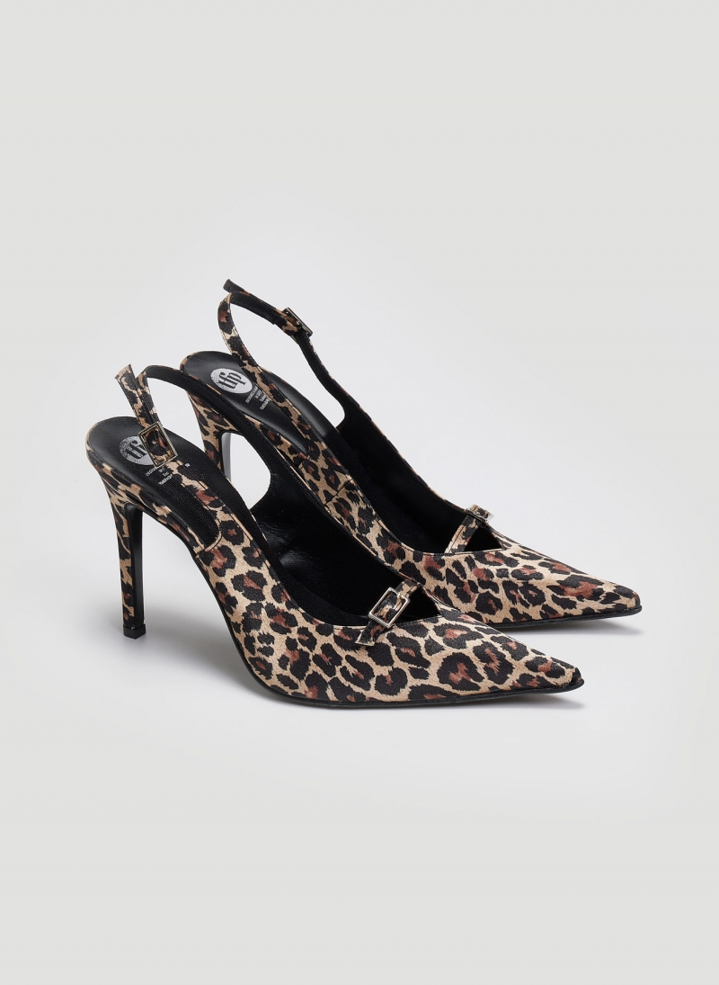 Γόβες μυτερές slingback σατέν TFP