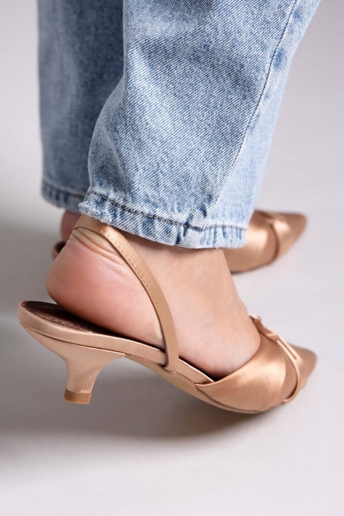 Slingback σατέν γόβες με φιόγκο CORINA