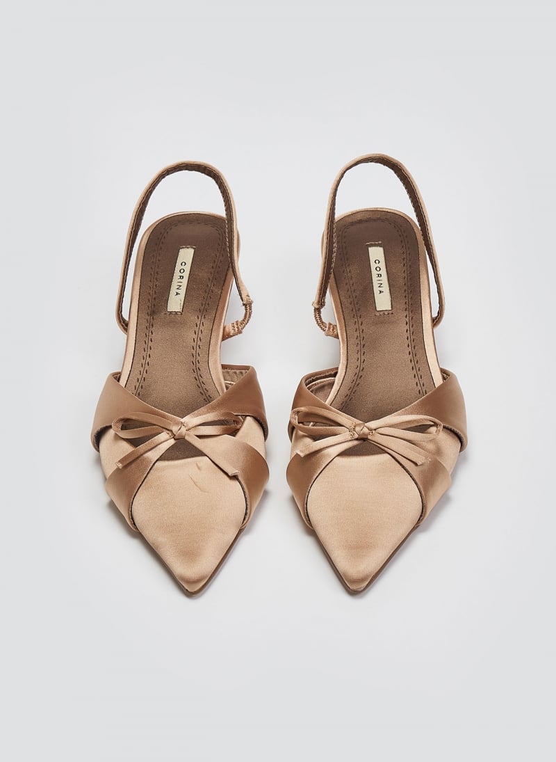 Slingback σατέν γόβες με φιόγκο CORINA