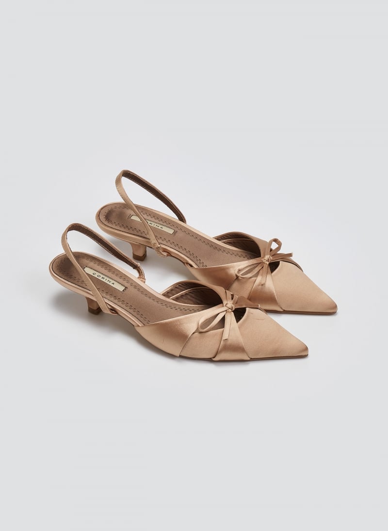 Slingback σατέν γόβες με φιόγκο CORINA