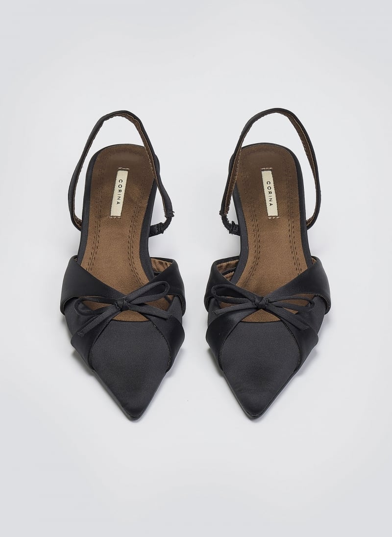 Slingback σατέν γόβες με φιόγκο CORINA