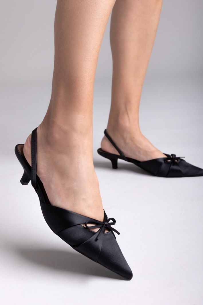 Slingback σατέν γόβες με φιόγκο CORINA