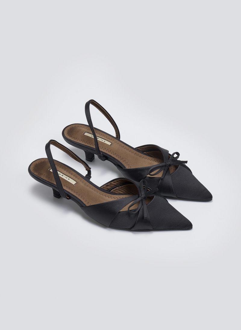 Slingback σατέν γόβες με φιόγκο CORINA