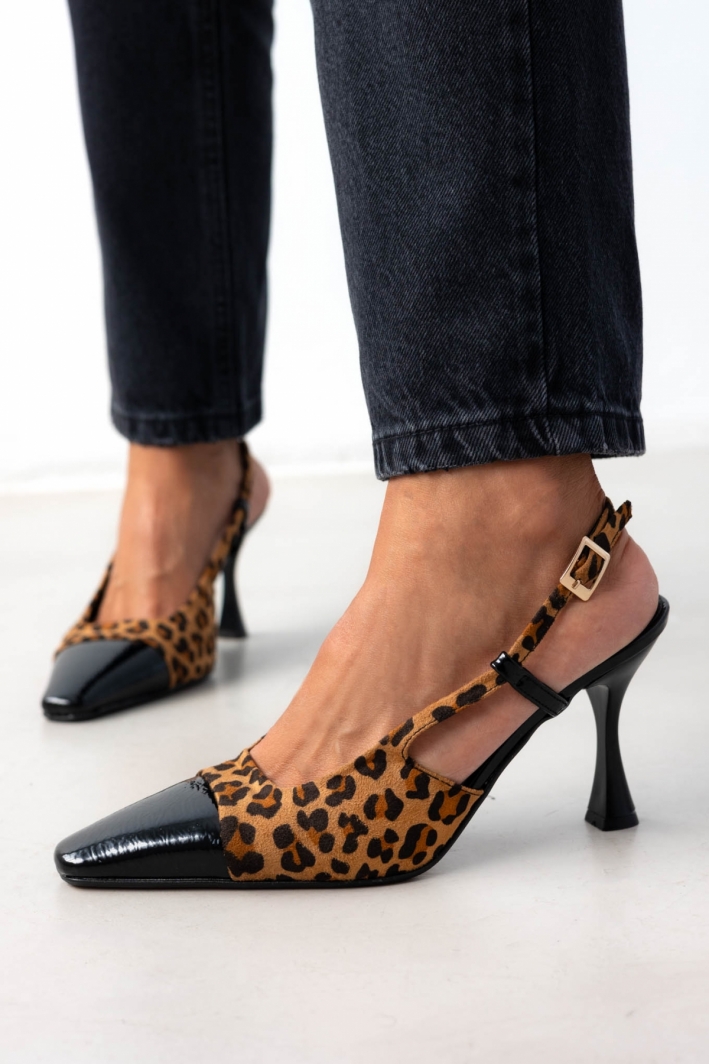 Γόβες Slingback suede με print Tfp