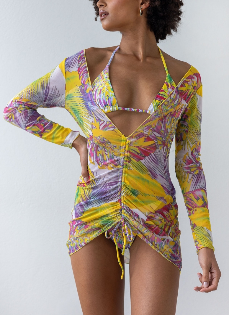 Three pieces bikini set tropical