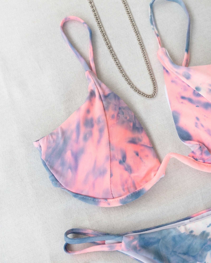 Tie dye bikini με μπανέλα