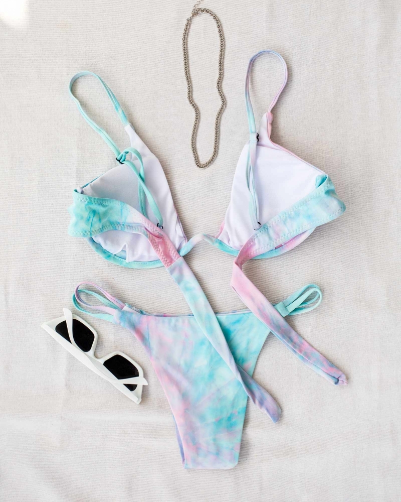 Tie dye bikini με μπανέλα
