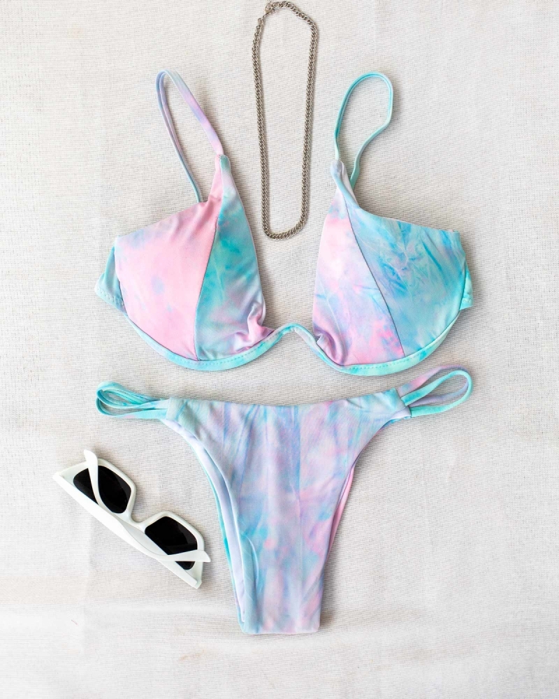 Tie dye bikini με μπανέλα