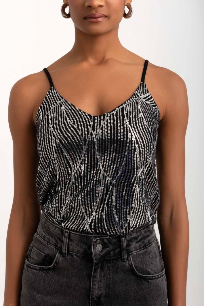 Τοπ βραδινό με παγέτες Vero Moda 10317121