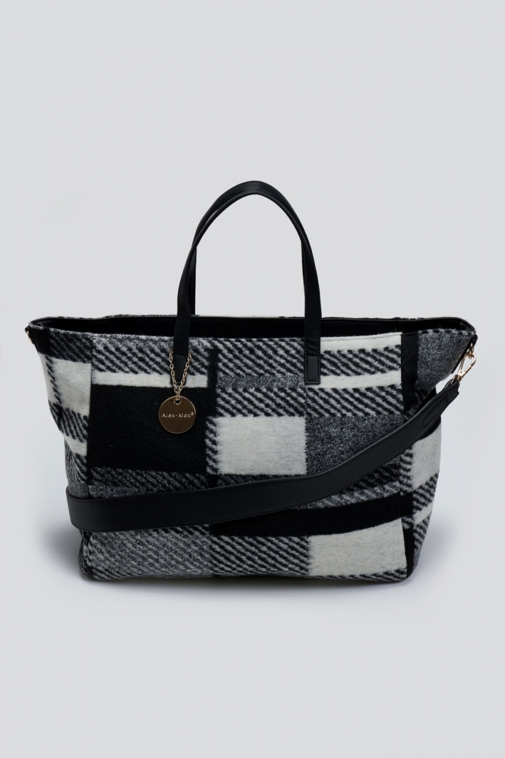 Τσάντα shopper με ύφασμα και print